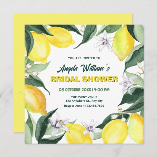 レモンと花 招待状 (正面/裏面)