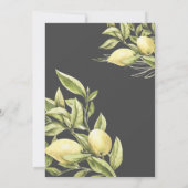 レモンと葉のグレーの水彩おしゃれな結婚式 招待状 (裏面)
