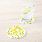 レモンと葉のパターンデザイン コースター (側面)