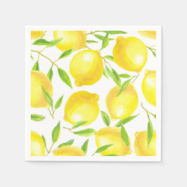 レモンと葉のパターンデザイン スタンダードカクテルナプキン