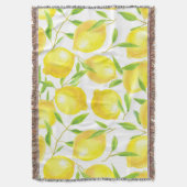 レモンと葉のパターンデザイン スローブランケット (正面縦)