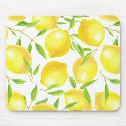 レモンと葉のパターンデザイン マウスパッド (正面)