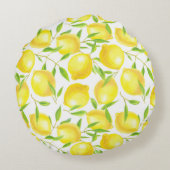 レモンと葉のパターンデザイン ラウンドクッション (裏面)