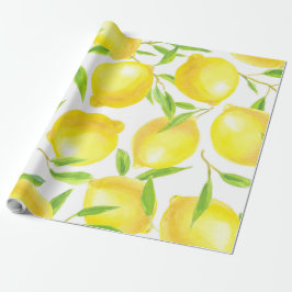 レモンと葉のパターンデザイン ラッピングペーパー