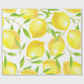 レモンと葉のパターンデザイン ラッピングペーパー (フラット)