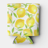 レモンと葉のパターンデザイン 缶クーラー (正面)