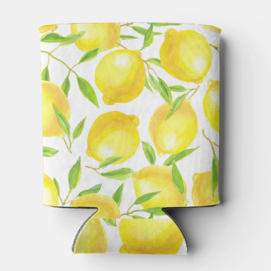 レモンと葉のパターンデザイン 缶クーラー (裏面)