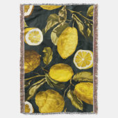 レモンと葉のパターンV スローブランケット (正面縦)