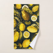 レモンと葉のパターンV バスタオルセット (ハンドタオル)