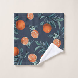 レモンと葉のパターンVI ウォッシュタオル