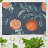 レモンと葉のパターンVI キッチンタオル (折り畳み)