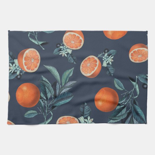 レモンと葉のパターンVI キッチンタオル (横)