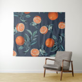 レモンと葉のパターンVI タペストリー (インサイチュ(横))