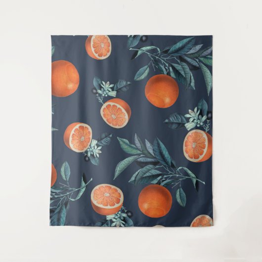 レモンと葉のパターンVI タペストリー (正面)