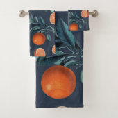 レモンと葉のパターンVI バスタオルセット (インサイチュ)