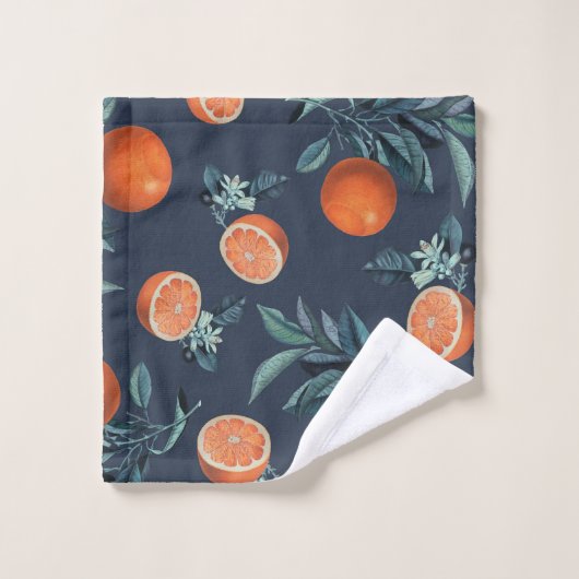 レモンと葉のパターンVI バスタオルセット (ウォッシュタオル)