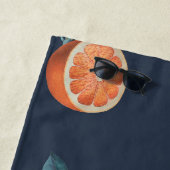 レモンと葉のパターンVI ビーチタオル (インサイチュ)