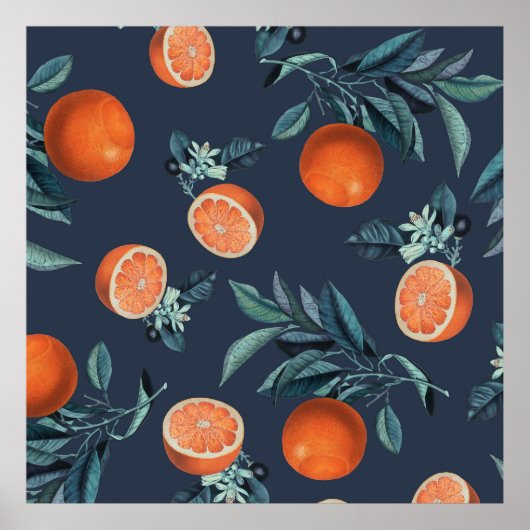 レモンと葉のパターンVI ポスター (正面)