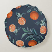 レモンと葉のパターンVI ラウンドクッション (裏面)