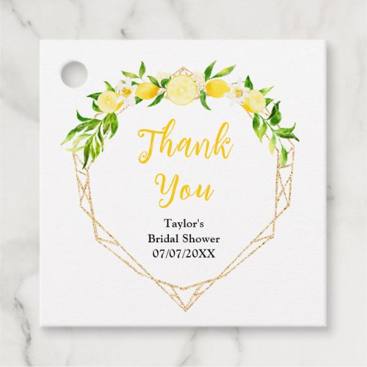 レモンと葉のブライダルシャワーありがとう フェイバータグ (正面)