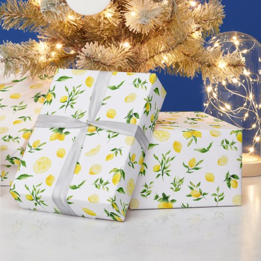 レモンと葉の模様 ラッピングペーパー (クリスマス)