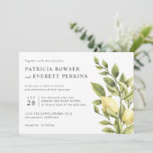 レモンと葉の水色の植物結婚の 招待状 (スタンド正面)