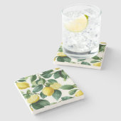 レモンと葉の装飾石コースター ストーンコースター (横)