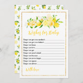 レモンと葉の赤ちゃんシャワーベビー 招待状 (正面/裏面)