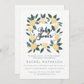 レモンと葉の赤ちゃんシャワー 招待状 (正面/裏面)