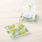 レモンと葉コアスター ガラスコースター (アングル)