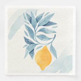 レモンと青い離れ植物性イラストレーション