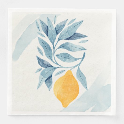 レモンと青い離れ植物性イラストレーション (正面)