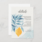 レモンと青い離れ植物性イラストレーション エンクロージャーカード (正面/裏面)