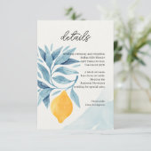 レモンと青い離れ植物性イラストレーション エンクロージャーカード (スタンド正面)