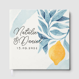 レモンと青い離れ植物性イラストレーション ゲストブック