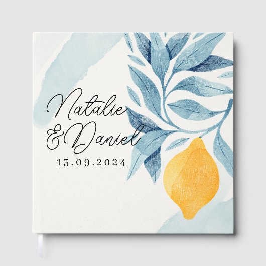 レモンと青い離れ植物性イラストレーション ゲストブック (正面)