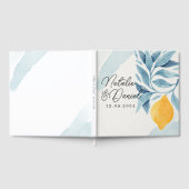 レモンと青い離れ植物性イラストレーション ゲストブック (全面)