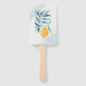 レモンと青い離れ植物性イラストレーション ハンドファン (裏面)