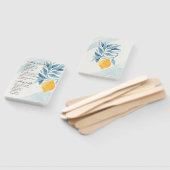 レモンと青い離れ植物性イラストレーション ハンドファン (組立なし)