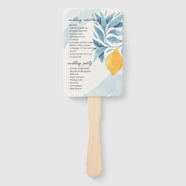 レモンと青い離れ植物性イラストレーション ハンドファン