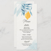 レモンと青い離れ植物性イラストレーション メニュー (正面/裏面)