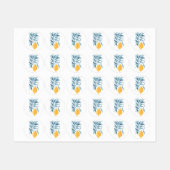 レモンと青い離れ植物性イラストレーション ラベル (シート)