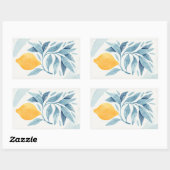レモンと青い離れ植物性イラストレーション 長方形シール (シート)