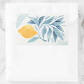 レモンと青い離れ植物性イラストレーション 長方形シール (バッグ)