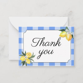 レモンと青のギンガムの感謝カード ノートカード