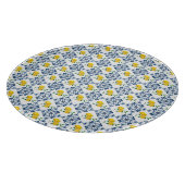 レモンと青モロッコタイルパターン カッティングボード (角)