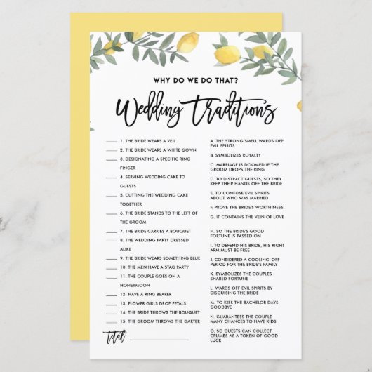 レモンなぜ我々は、その伝統結婚ゲームをする (正面/裏面)