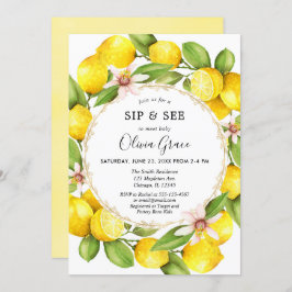 レモンのお茶会に来て、女の子の赤ちゃんに会おう 招待状