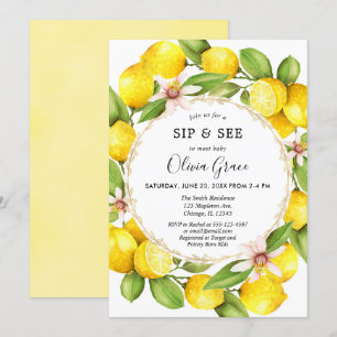 レモンのお茶会に来て、女の子の赤ちゃんに会おう 招待状