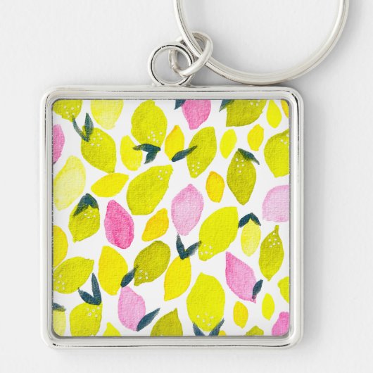 レモンのかわいい水色 キーホルダー (正面)